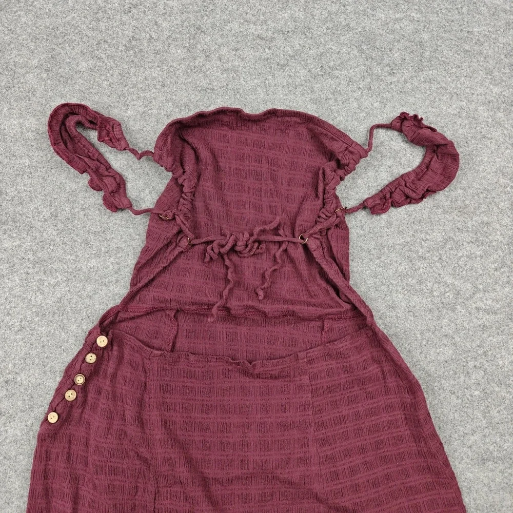 Free People Dress Womens XL Red Textured‎ Cutout Back Tie Sundress Mini